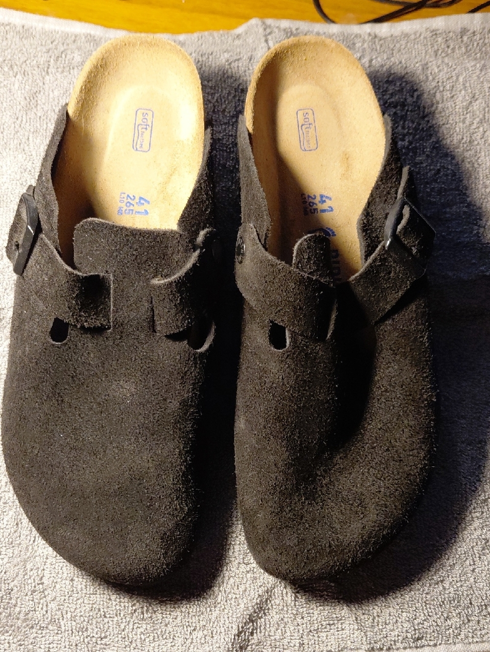 Birkenstock Boston Black Suede with Buckle